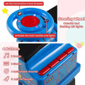 6V 2-Seater Ride On Train with Detachable Carriage, Under-Seat Storage, Whistle & Flashing LED Lights, Trackless Electric Ride On Toy for Kids